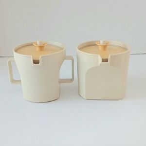 Vtg Tupperware Creamer And Sugar Set Almond Beige